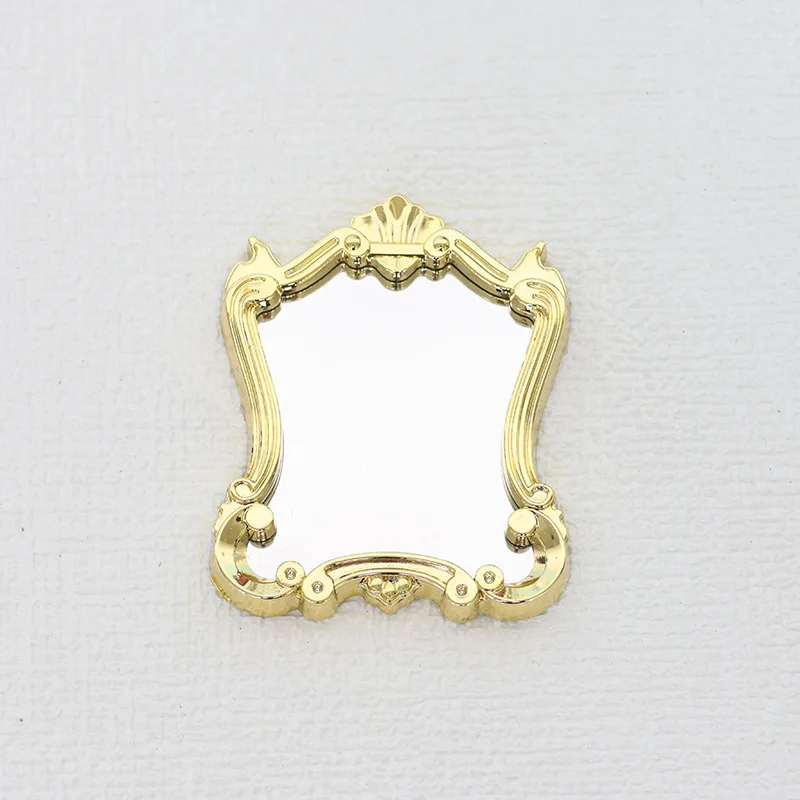 1:12 Scale Dollhouse Miniatures Mini Frames Plastic Vintage Bedroom Mirror Model Furniture Accessories For Doll House Decor Toys