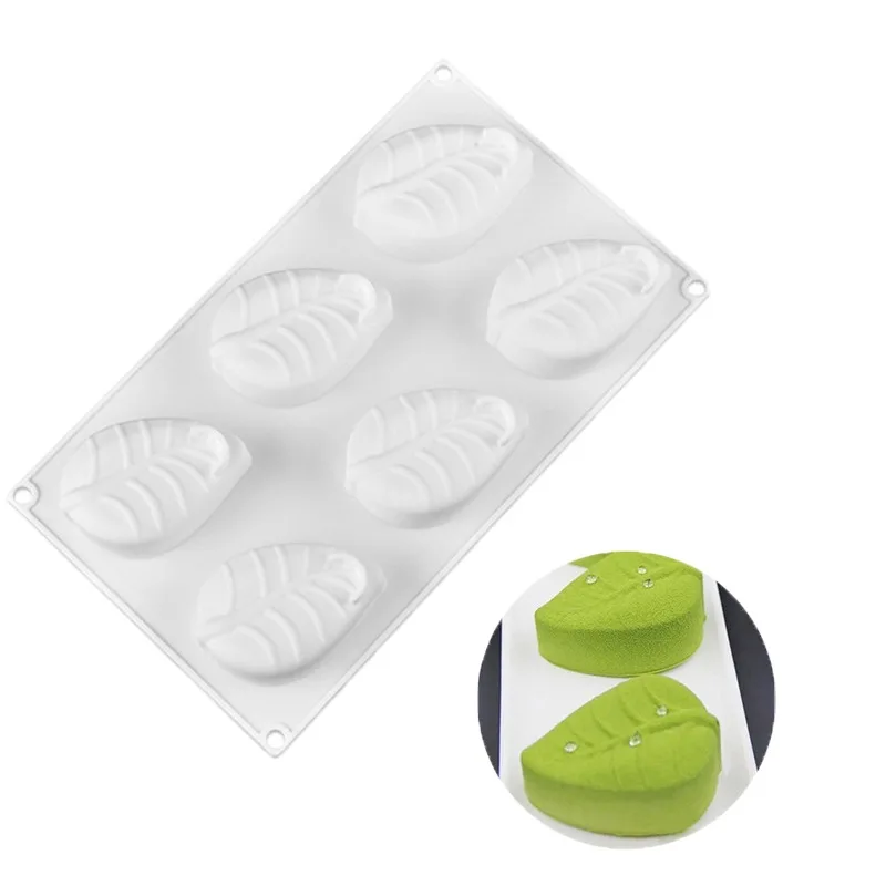 

6 Cavity Leaves Food Grade Cake Molds Silicone For Chocolate Pastry Cake Mousse Desserts Bakeware Mold Ove Accessories Tools