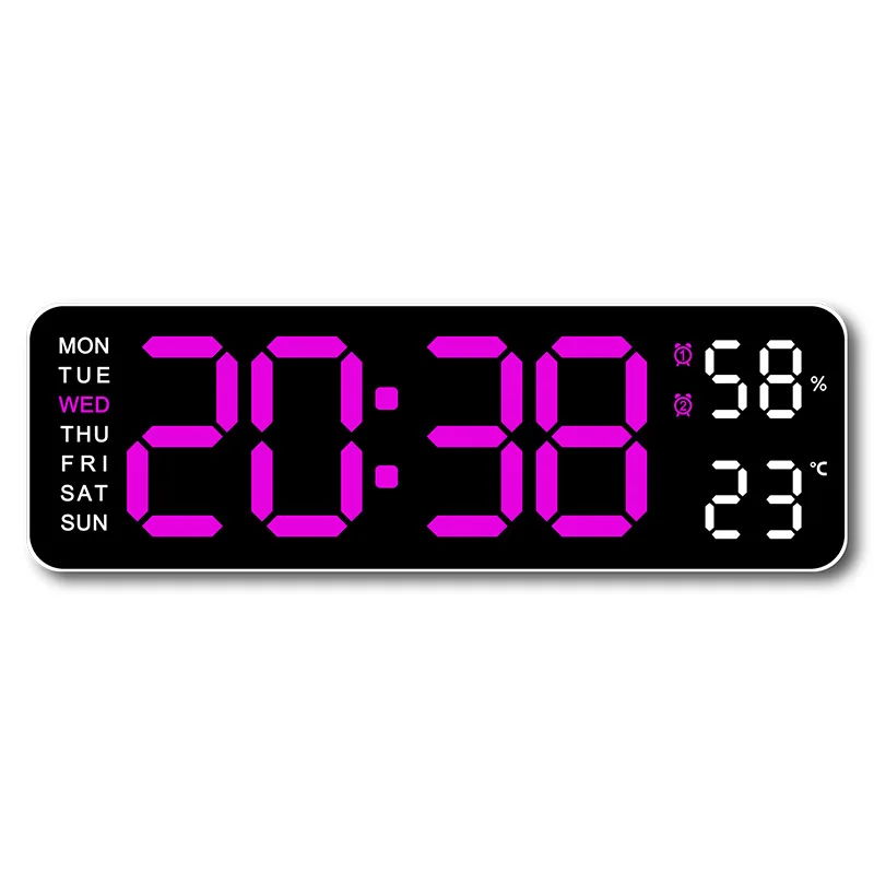 9 inch grote digitale wandklok USB-aangedreven TEMP Vochtigheid Week Auto Dimmer DST Tafelklok 12 / 24 uur Elektronische LED-wekker