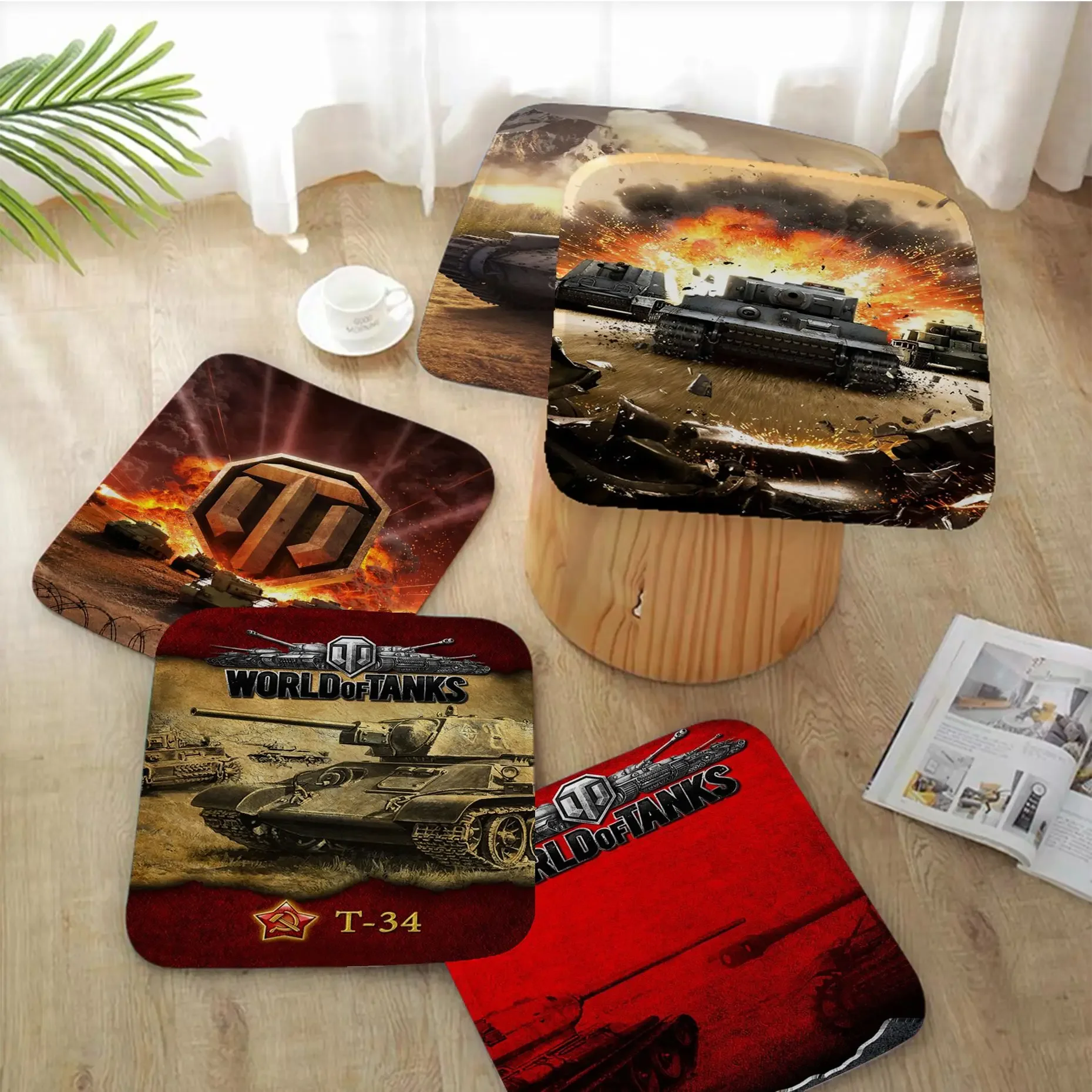 

World Of Tanks Decorative Fabric Cushion Non-slip Living Room Sofa Decor Students Stool Tatami Office Cushions Home Decor