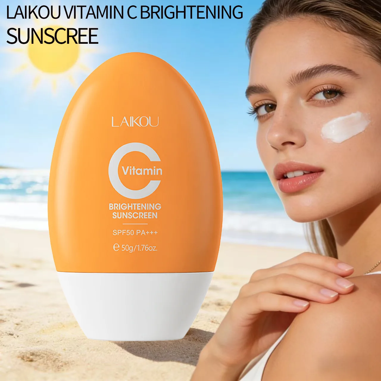 

Солнцезащитный крем-гель Laikou с витамином С, увлажняющий, SPF50, для лица, 50 г