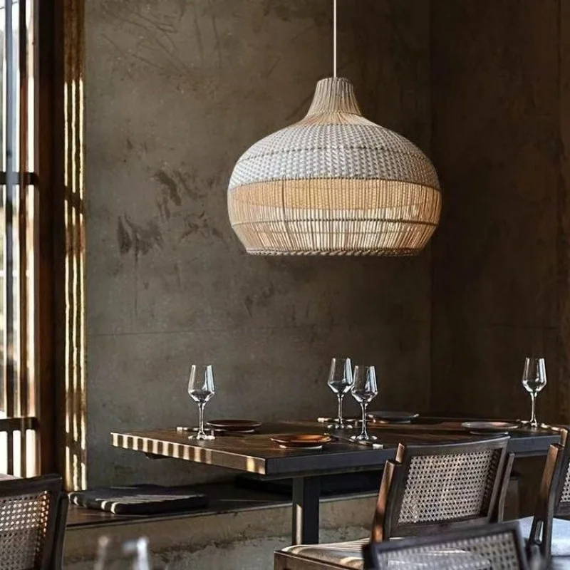Nordic Rattan Pendant Lights Living Rooms Restaurants Homestays Retro Zen Atmosphere Lighting