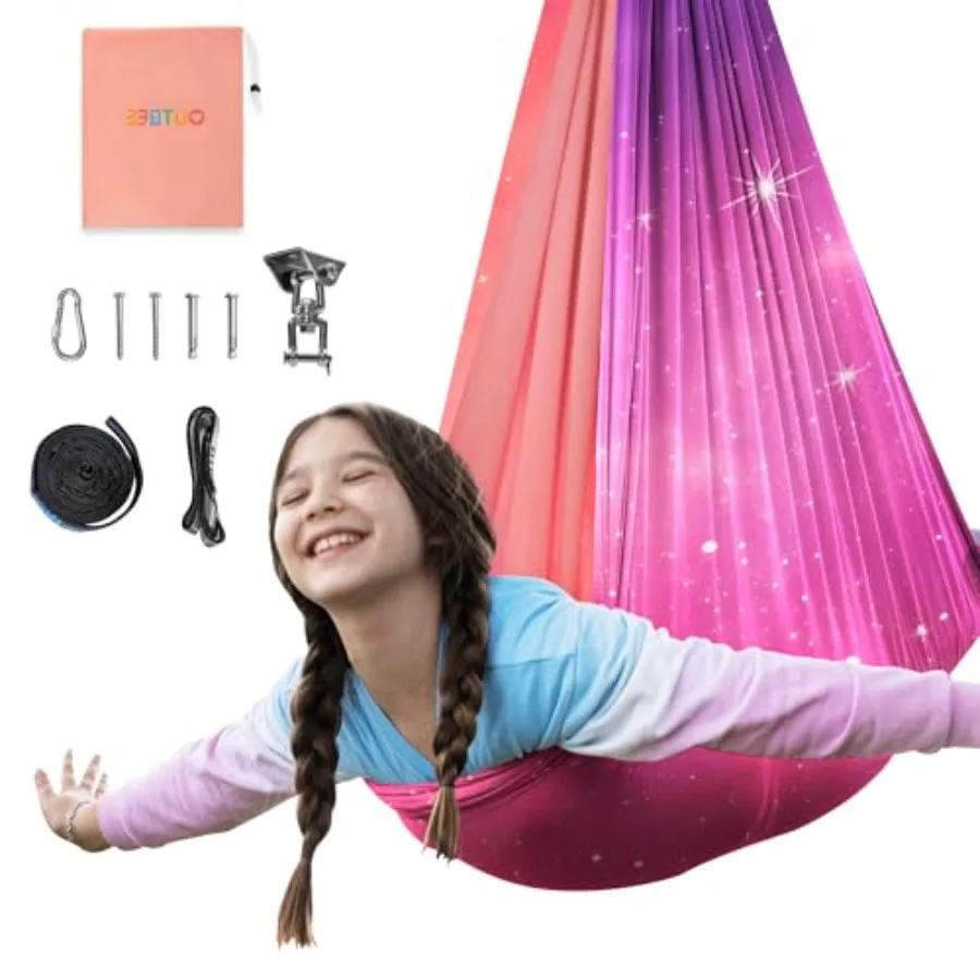 

Sensory Swing for Double Layer Therapy Hammock Indoor Swing with 360° Swivel Hanger Kit and Adjustable Straps Autism Sensory Pr