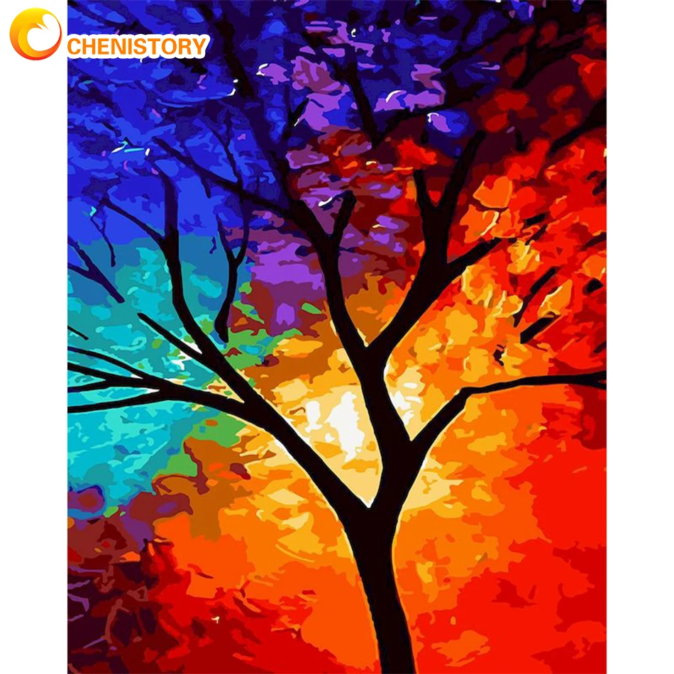 

CHENISTORY 60x75cm Painting By Numbers Set Abstract Tree Handpainted By Numbers Painting DIY Artwork For Adults Home Decor