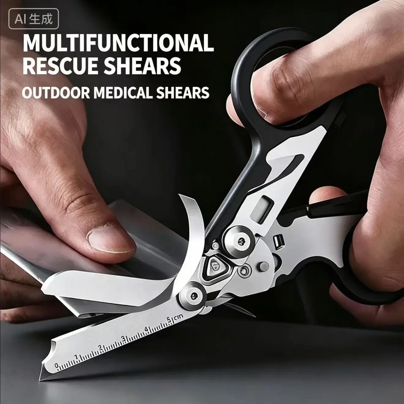 Multi‑function Folding Rescue Shears, Camping Tactical Emergency Medical Scissors, 420HC Stainless Steel Tool with Window Breake
