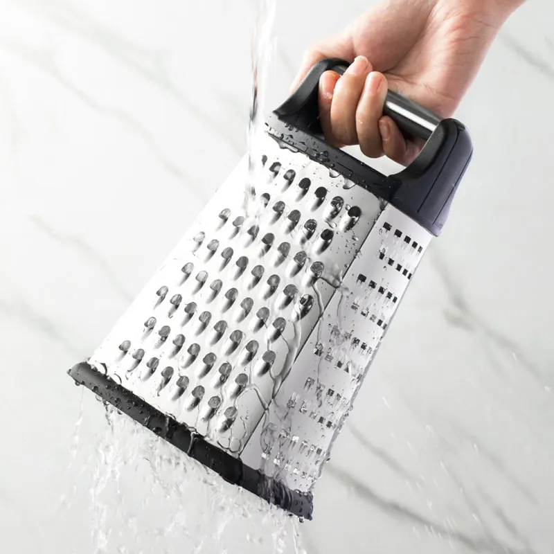Stainless Steel Cheese Grater With Container - 2-Sided Removable Grater For Fine & Coarse Shredding