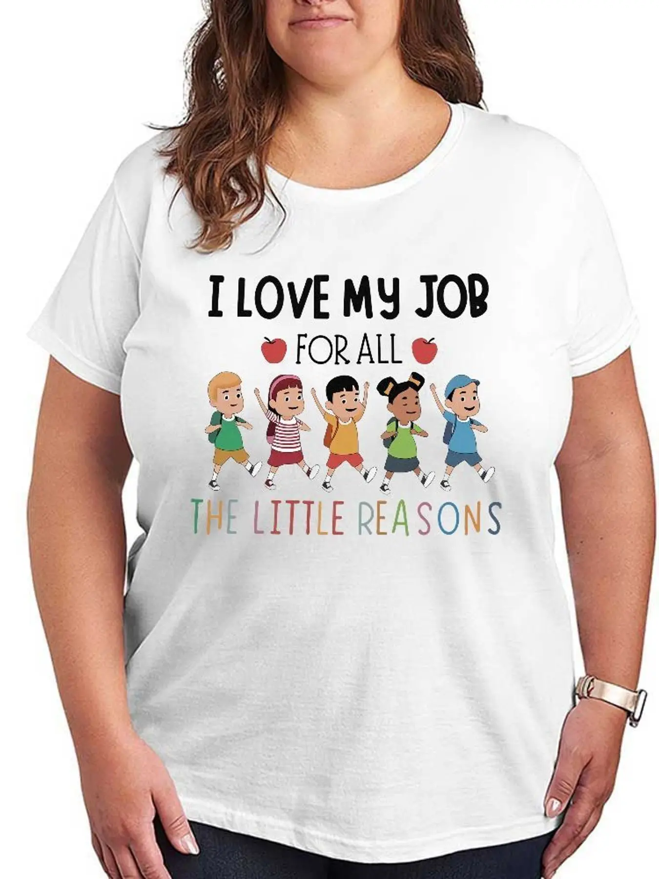 I Love My Job Teacher Graphic T Shirt Women Fashion Casual Stretchy Plus Size Short Sleeve Crew Neck Soft Cotton Tee Summer Tops