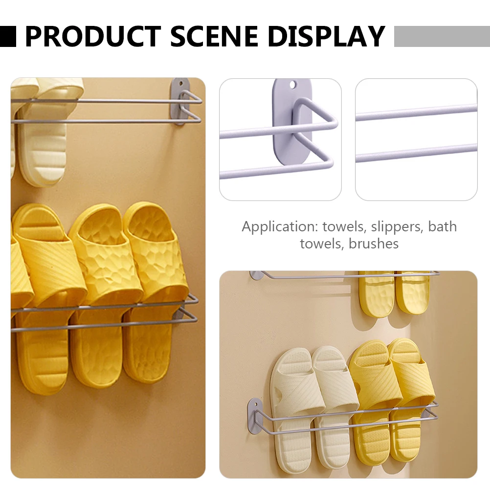 

Shoe Storage Rack Holder Racks Punch Free Wall Mounted Dual Bar Tower ganizer Bath Towel Rack Clothes Hanger Metal Material No