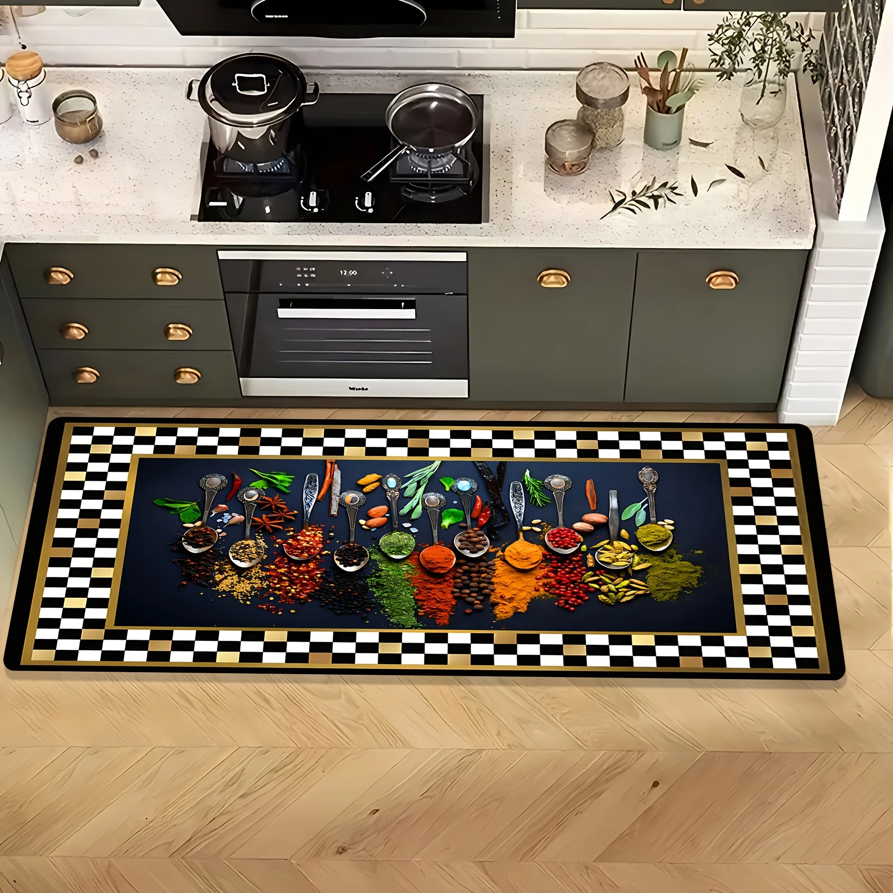 Sweet Dessert Ice Cream Runner RugColorful Melting Waffle Cone Snack Pattern Printed Long Floor Mat for Home Kitchen Corridor