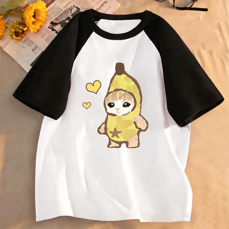 Funny Banana Cat Design T Shirts Graphic Cartoon Animal Kids Children's T-shirt Boys Girls Summer Spring Casual Top Tee