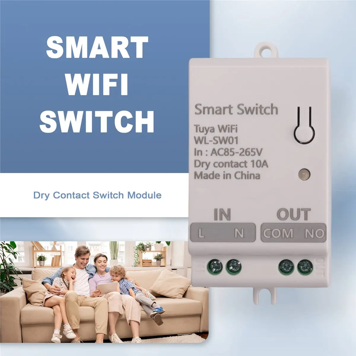 A73T Tuya Smart WiFi Dry Contact Switch Module 10A Home Universal DIY Breaker Relay Work with Smart Life AC 85-265V