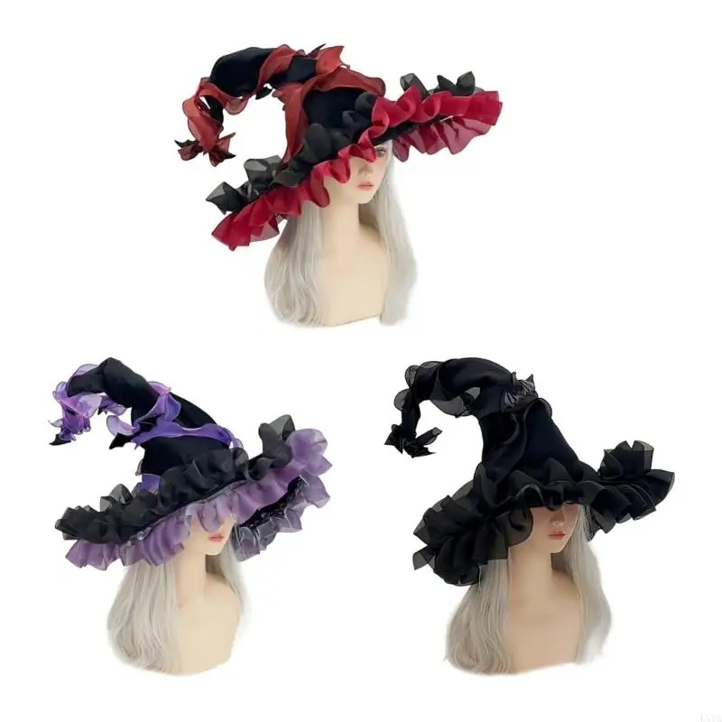 

L5YA Breathable Halloween Witch Hat Stretchy Headbands Design Lightweight Polyester Fabric Practical Costume Accessory For Kids