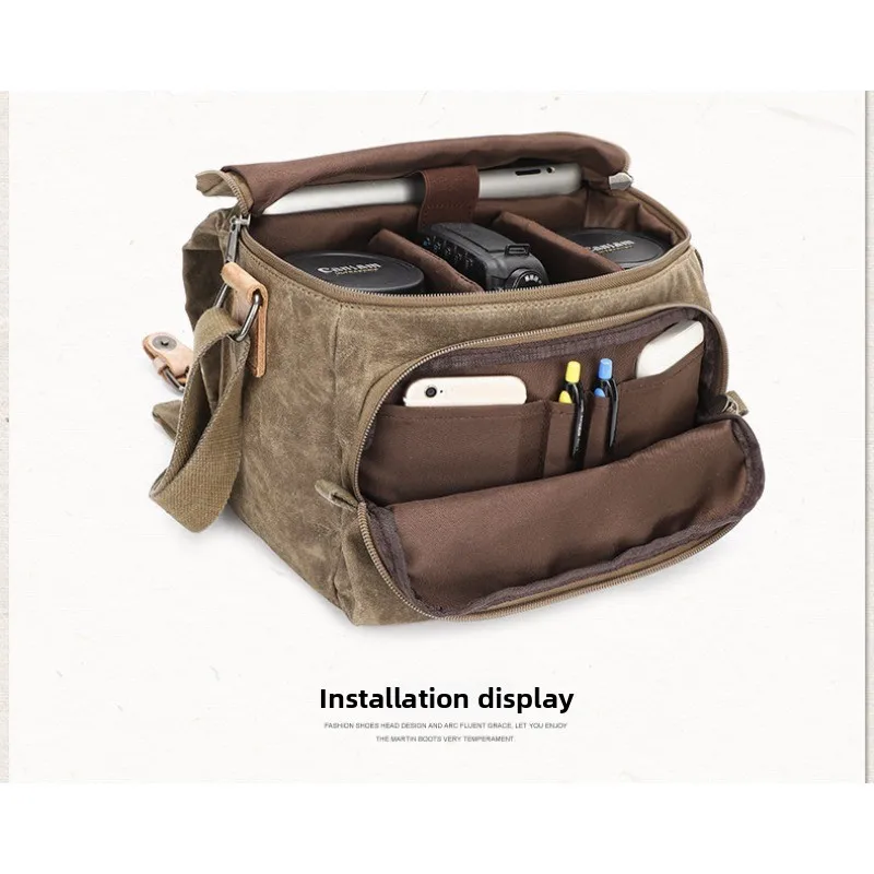 

camera bag - portable cross-body photography bag - water-resistant canvas single-lens reflex camera single-shoulder digital bag