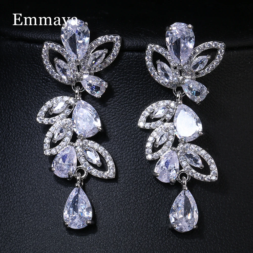 Emmaya Hot Sale AAA Zirconia Noble Earring Flower Shape Design For Women&Girls New Trendy Party Female Fascinating Jewelry