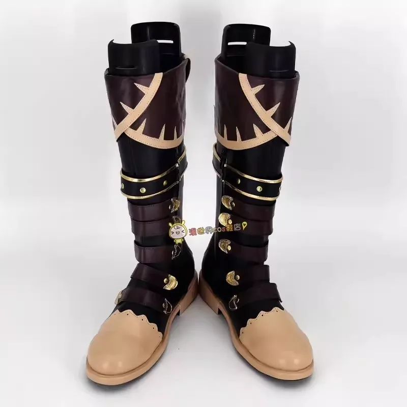 Anime Genshin impact Diluc Ragnvindr Cosplay Shoes Game Long Boots Diluc Cosplay Costume Prop Shoes for Halloween Party