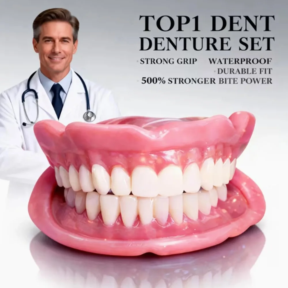 2026 New Handmade Natural Soft Silicone Dentures Realistic Removable Comfort False Teeth For Middle Aged Elderly Daily Use