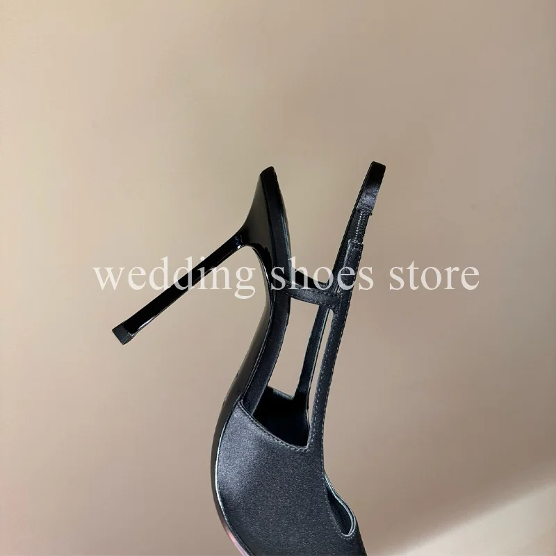 Metal Head Decoration High Heels Pointed Toe Shallow Mouth Genuine Leather Single Shoes Women Pumps Wedding 10.5CM Stiletto Heel