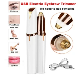 Atualização usb elétrica sobrancelha trimmer indolor olho sobrancelha depilador pêlos do nariz mini navalha de barbear portátil facial removedor cabelo feminino