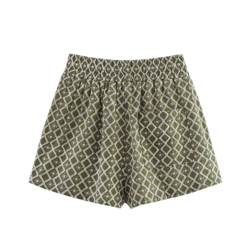 2025 été nouveau femmes brodé évider confortable décontracté orts l taille Faion polyvalent autre matériel orts