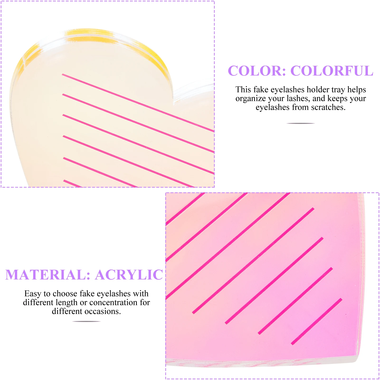 

Heart Shaped Tile Lash Trays For Extension Eyelash Organizer Holder Display Tray Storage Portable For Salon Home Use Lash