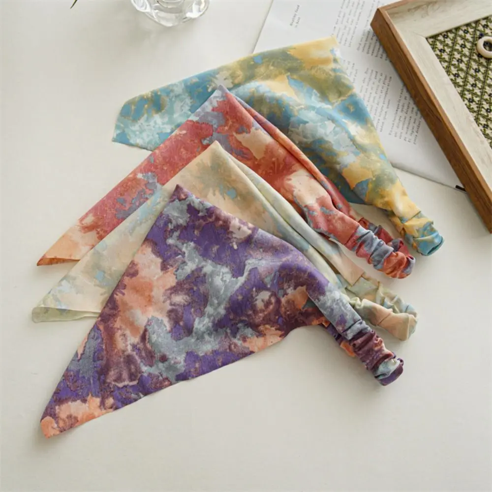 Vintage Printing Triangle Hair Scarf Hair Accessories Gradient Bandana Hairband Headband Turban Headwrap Women