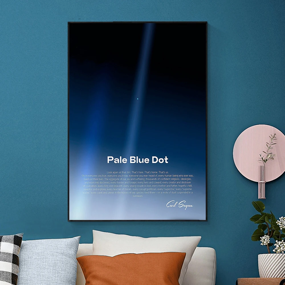 Póster de cielo nocturno de punto azul pálido, impresión de ciencia espacial, arte de pared de aviación, citas famosas, arte vectorial, regalo, lienzo impreso, arte, decoración del hogar