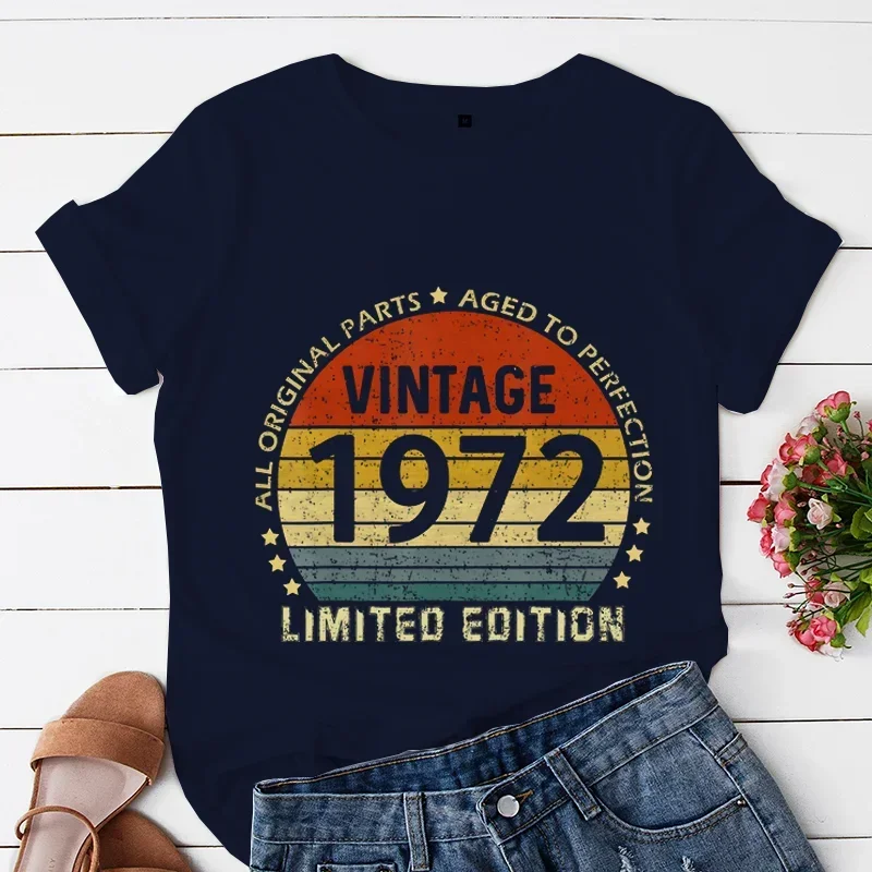 Vintage 1972 Limited Edition Harajuku Tเสื้อผู้หญิงความคิดสร้างสรรค์Tees 50thวันเกิดฤดูร้อนTshirt Oversize Breathableสตรีเสื้อ