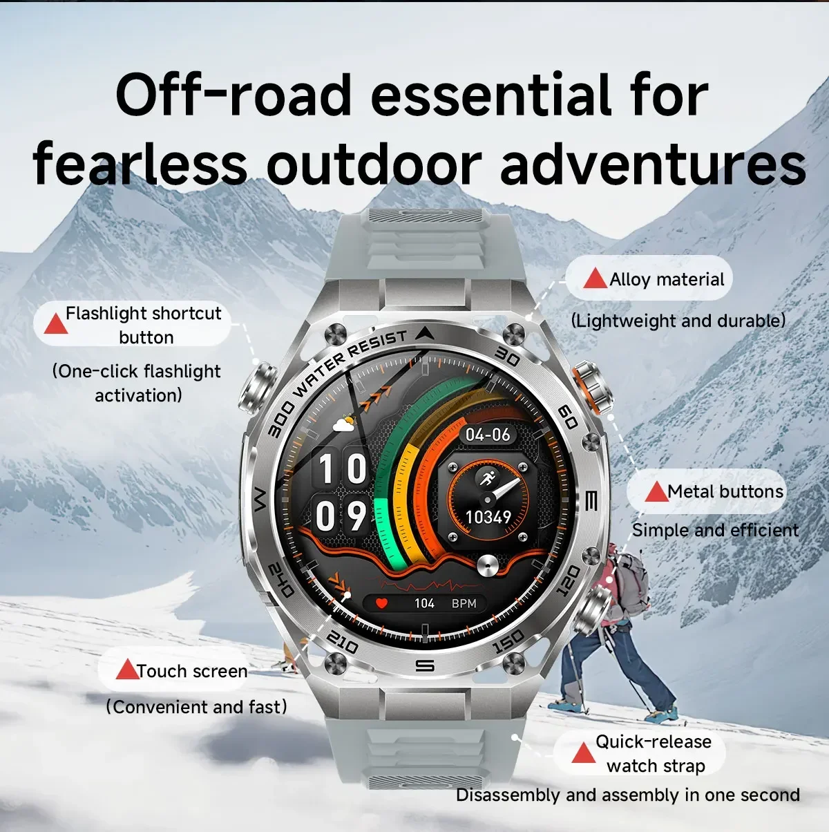 2026 Neue VWAR Ultimate Rugged Smartwatch IP68 Wasserdicht 1000 mAh Akku 24-Stunden-Gesundheitsüberwachung 100+ Sportmodi Smartwatches – Detail 9