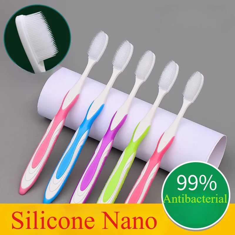 Soft Toothbrush Nano Silicone Ultra Fine Bristle Dental Brush Adult Super Hair Gentle Replaceable Toothbrush Head for Gums