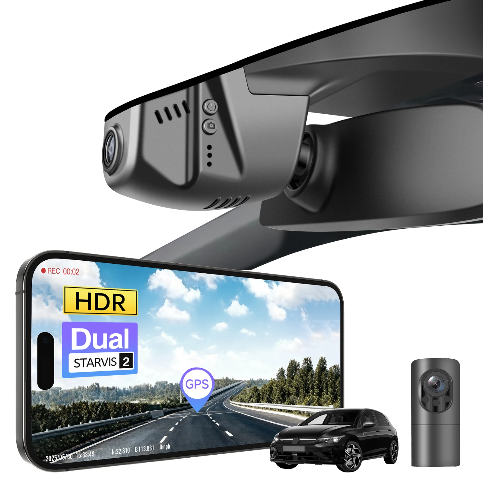 Mangoal 4K HDR STARVIS 2 Sensor Dash Cam For VW GOLF GTI R MK 7 7.5 8 e-Golf GPS WiFi & APP 5GHz Dash Car Camera 2015-2025
