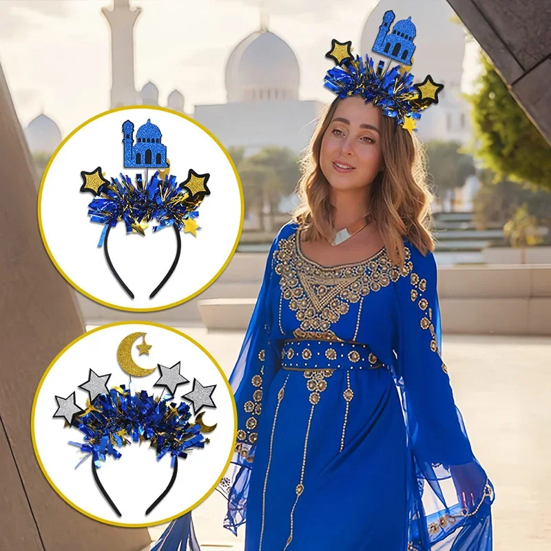 Ramadan Festival Hair Hoop Star Moon Color Bar Decoration Headwear Moon Festival Party Dress Up Middle Eastern Elements Headband