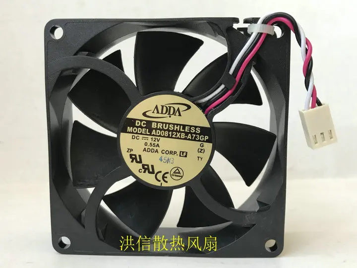 

Freight free new original ADDA 8025 AD0812XB-A73GP DC12V 0.55A large volume cooling fan