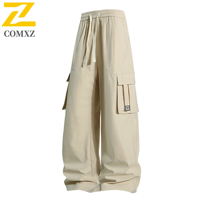 الرجال البضائع السراويل الرجعية النمط الياباني الربيع والخريف مقاوم للماء يندبروف فضفاضة تناسب الشارع الشهير متعددة جيب بنطال رياضي طويل