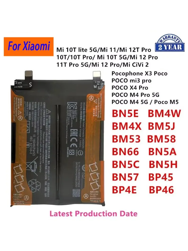 Oryginalne BN5E BM4W BM4X BM5J BM53 BM58 BN66 BN5A BN5C BN5H BN57 BP45 BP4E BP46 do Xiaomi 11T Pro 5G/10T lite/Mi 12T Pro/10T Pro — zdjęcie produktu 7