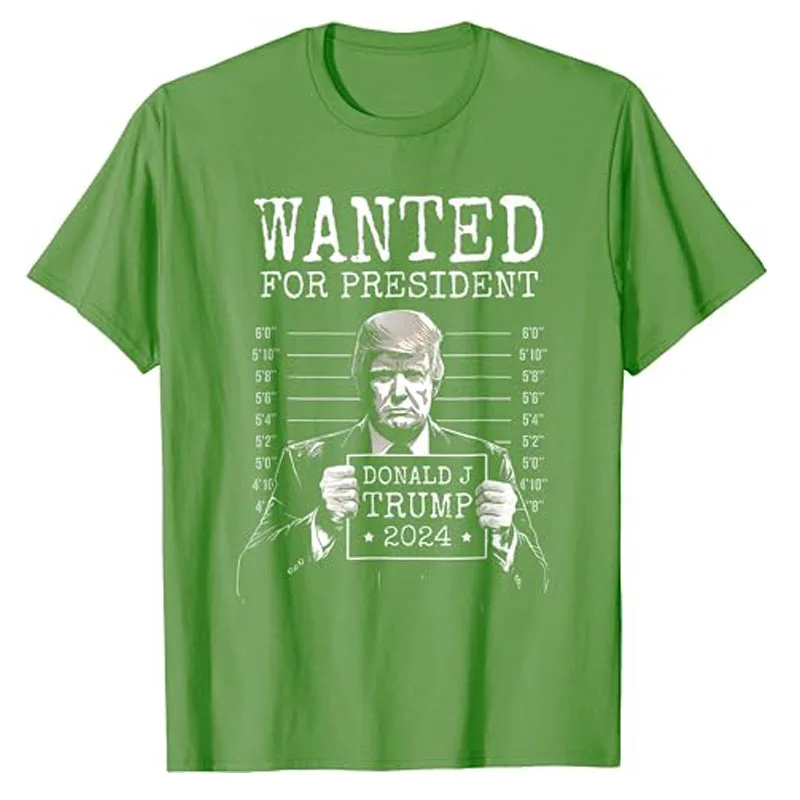 Trump 2024 Mugshot Style Poster T-Shirt Wanted for President 2024 Election Donald Trump Tee Y2k Top Pro-trump Political Apparel