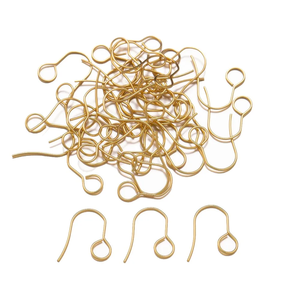 50Pcs/lot Stainless Steel Gold Color Ear Wires Simple Earrings Connector Earwire Hook DIY Jewelry Making Findings Accessories