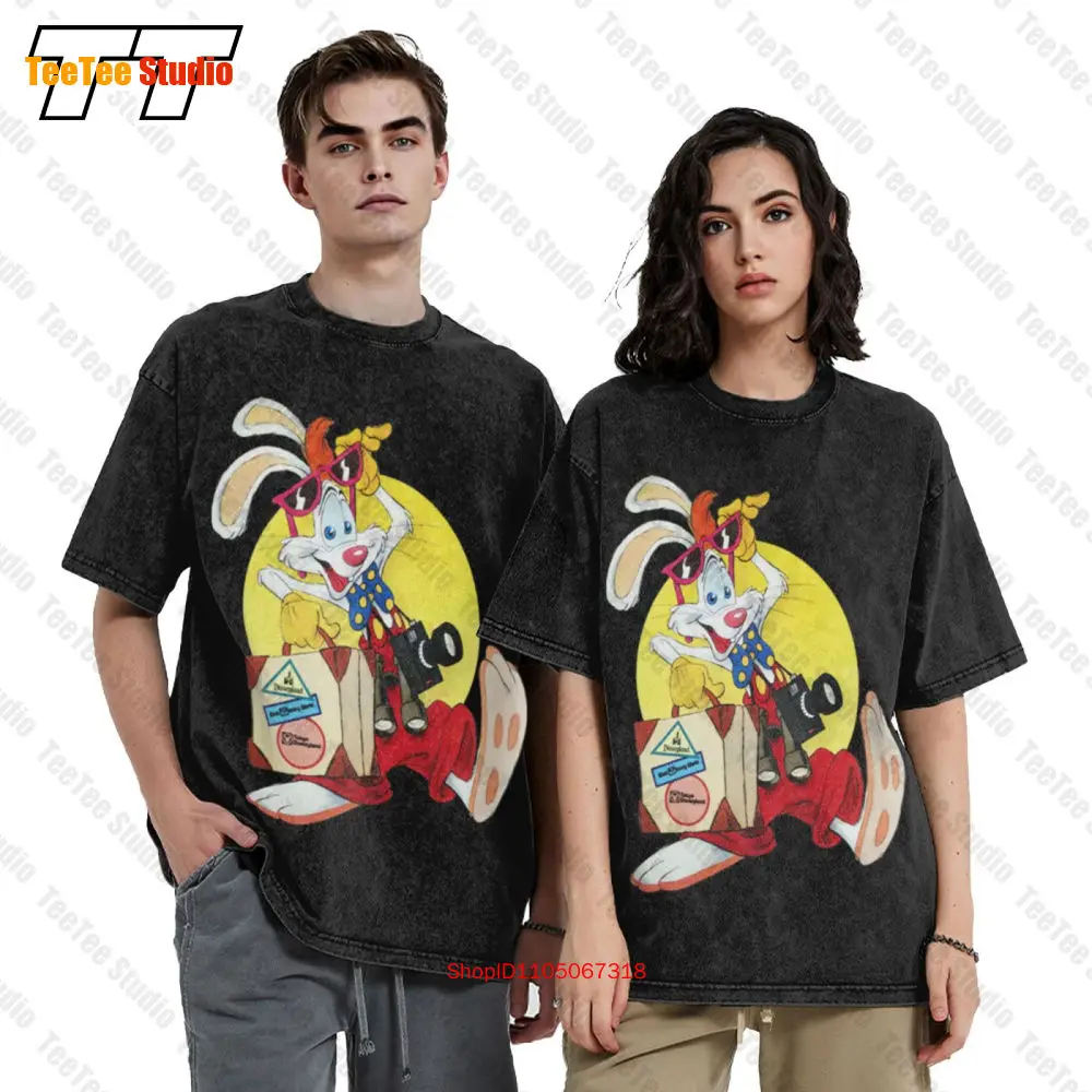 من تأطر روجر أرنب كارتون خمر تي شيرت كبير الحجم MLXR