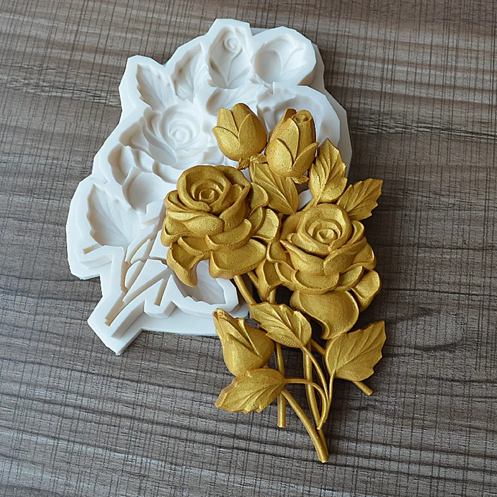 3D Rose Chocolate Candy Wedding Cake Decoration Tool Kitchen Baking Soft Candy Silicone Mold Fondant Mold