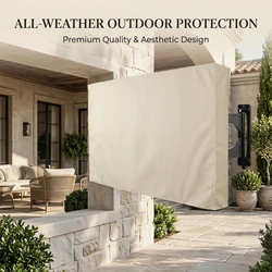 Off-White Premium Waterproof Outdoor TV Protective Cover, Weatherproof Outdoor TV Housing