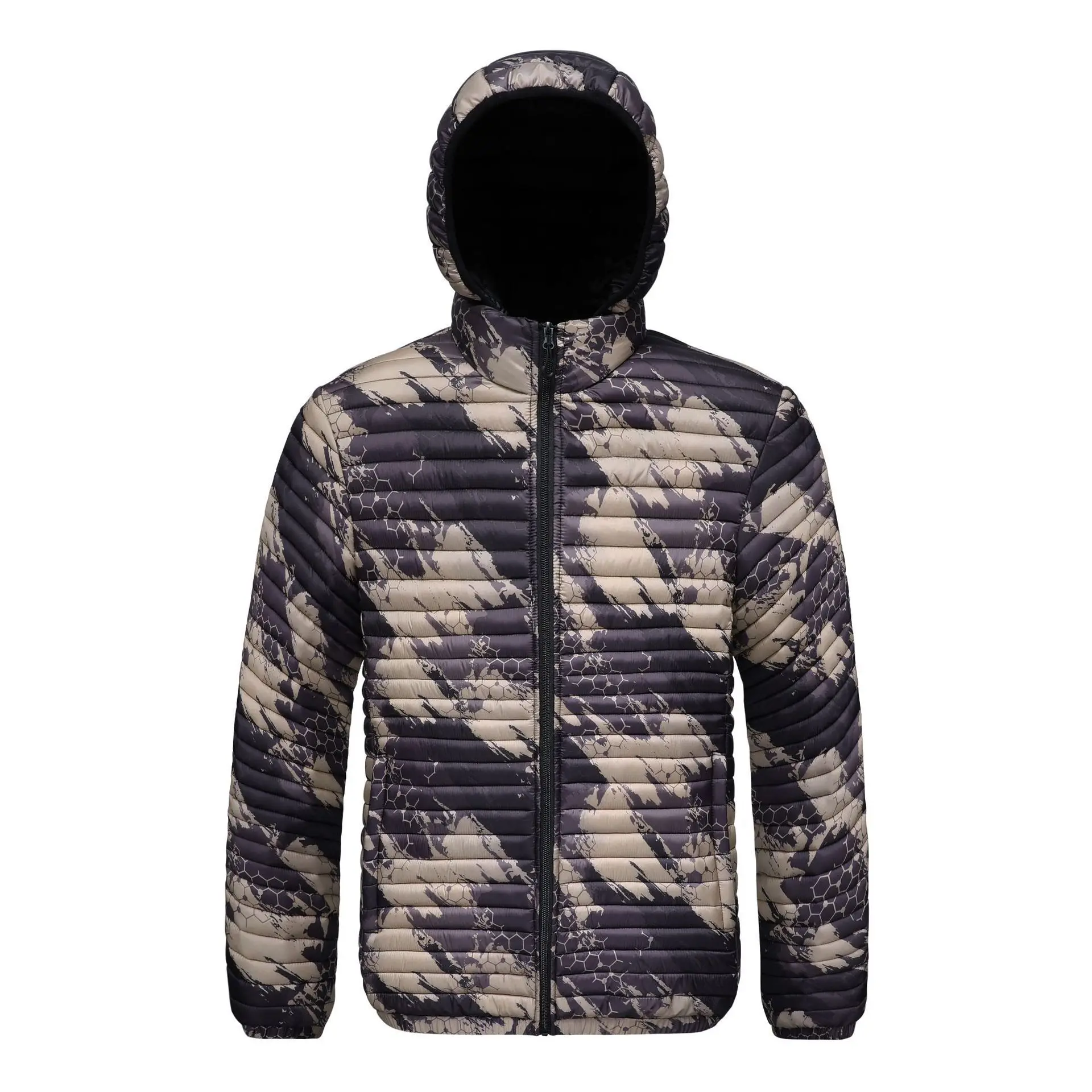 Man Winter Coat Thicken Drawing Printed Detachable Hooded Male Down Jacket Stand Collar Long Sleeve Versatile Men Outerwear