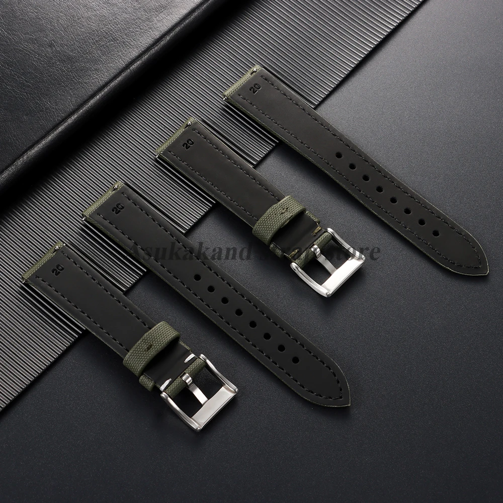 Correa de tela de vela Premium de 18mm, 19mm, 20mm, 21mm, 22mm, para Omega, Rolex, Blancpain, correa de reloj de nailon duradero de liberación rápida