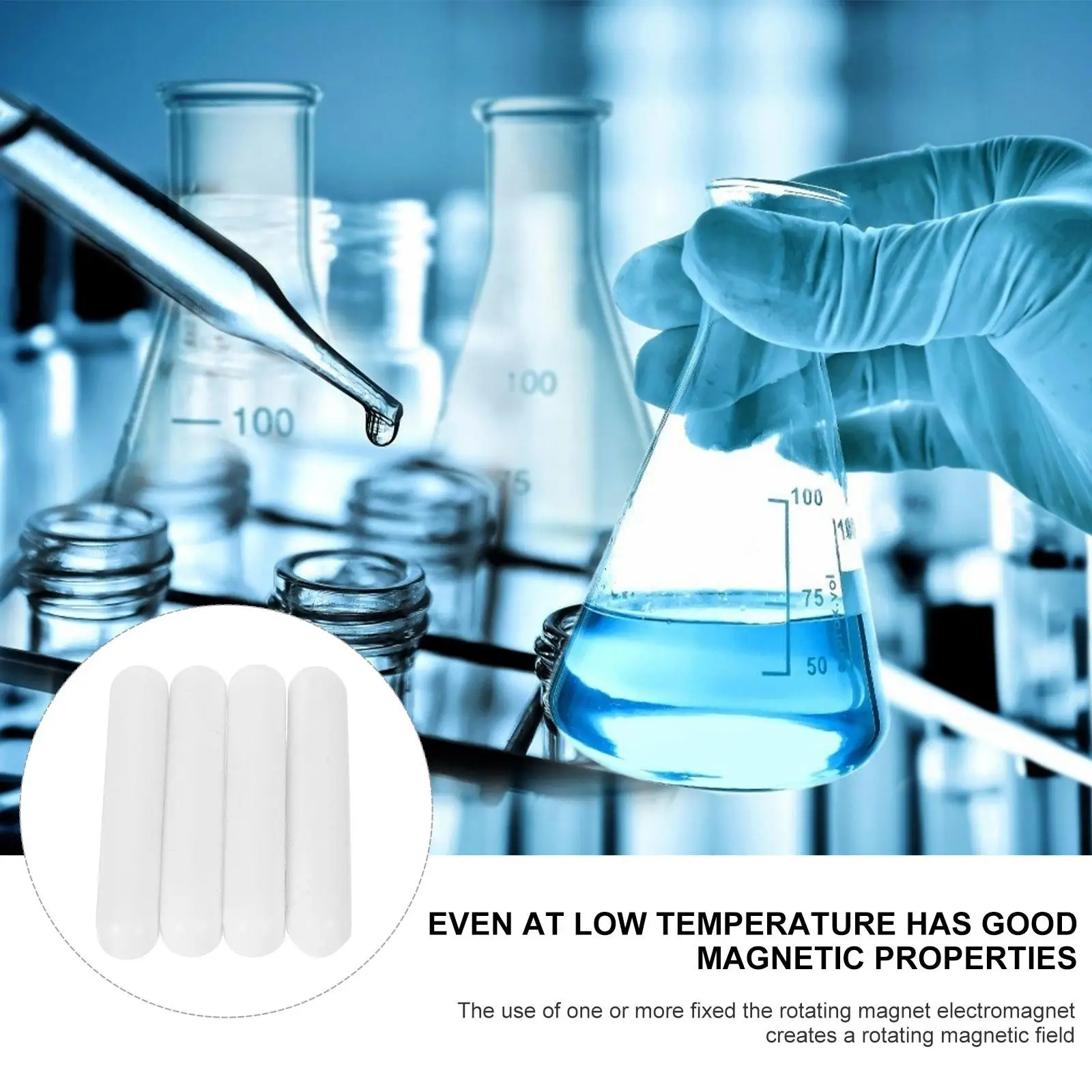 4 Pcs Rotor Magnetic Stirring Rod PTFE Stirrer Lab Stirrers Bar White Liquid Laboratory Mixer