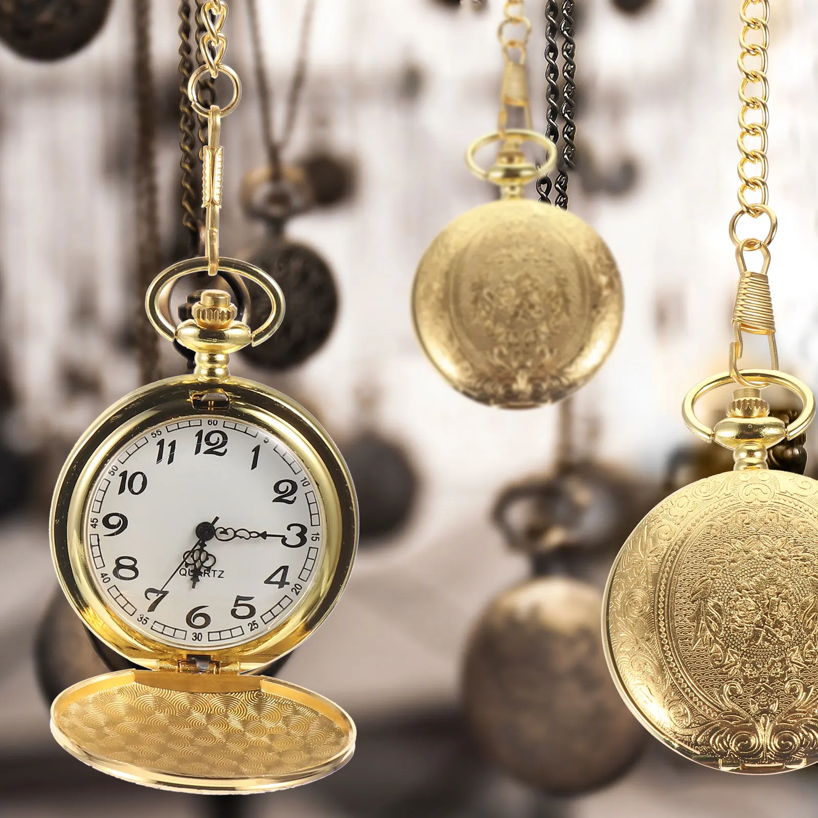 

Pocket Watch Durable Vintage Necklace Steampunk Decoration Mechanical Alloy Quartz