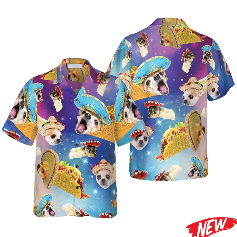 

Funny Dog Graphic Hawaiian Shirts For Men 3d Printed Cat Beach Holiday Shirt Fashion 2026 Street Lapel Short Sleeve Shirts