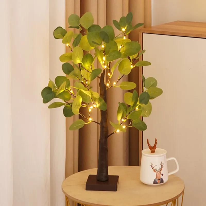 Artificial Eucalyptus Plant Trees Lamp For Table 60CM Tall 36 LED Lights For Home Bedroom Decor Christmas Birthday Gifts