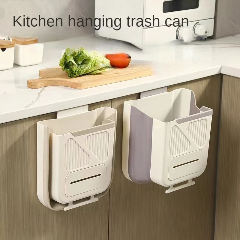 Kitchen Wall Mounted Folding Trash Can Home Cabinet Hanging Storage Trash Can Classified Hanging Trash Can Kitchen Accessories