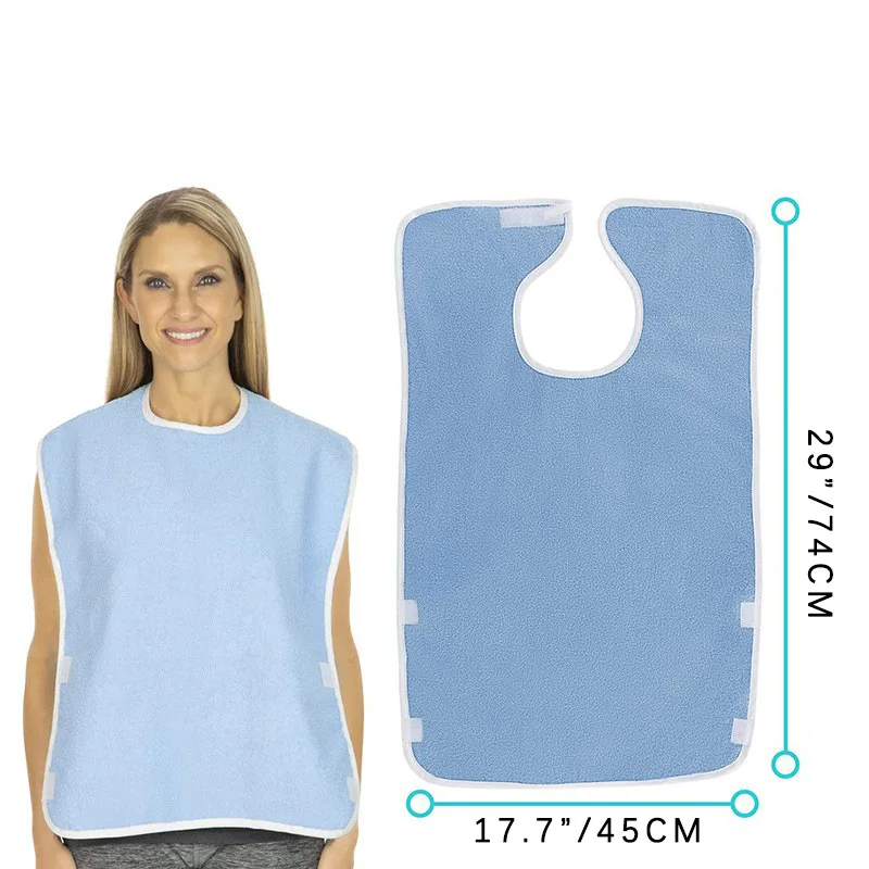 Adult Bibs Waterproof Apron Set for Men Women for Eating with Adjustable Strap Washable Reusable Large Terry Cloth