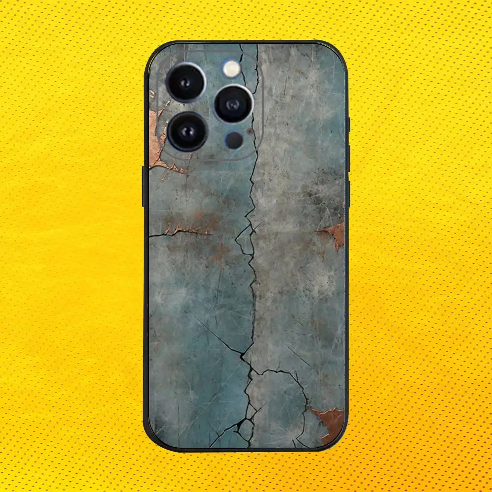 레트로 인더스트리얼 스타일 러스티 폰 케이스 아이폰 16e,16,15,14,13,12,11,프로,X,XS,맥스,XR,플러스,미니 소프트 블랙 커버