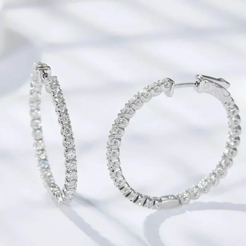 New D VVS1 Moissanite Hoop Earrings for Women Sparking Diamond with GRA Original s925 Sterling Silver Plated 18k Earring