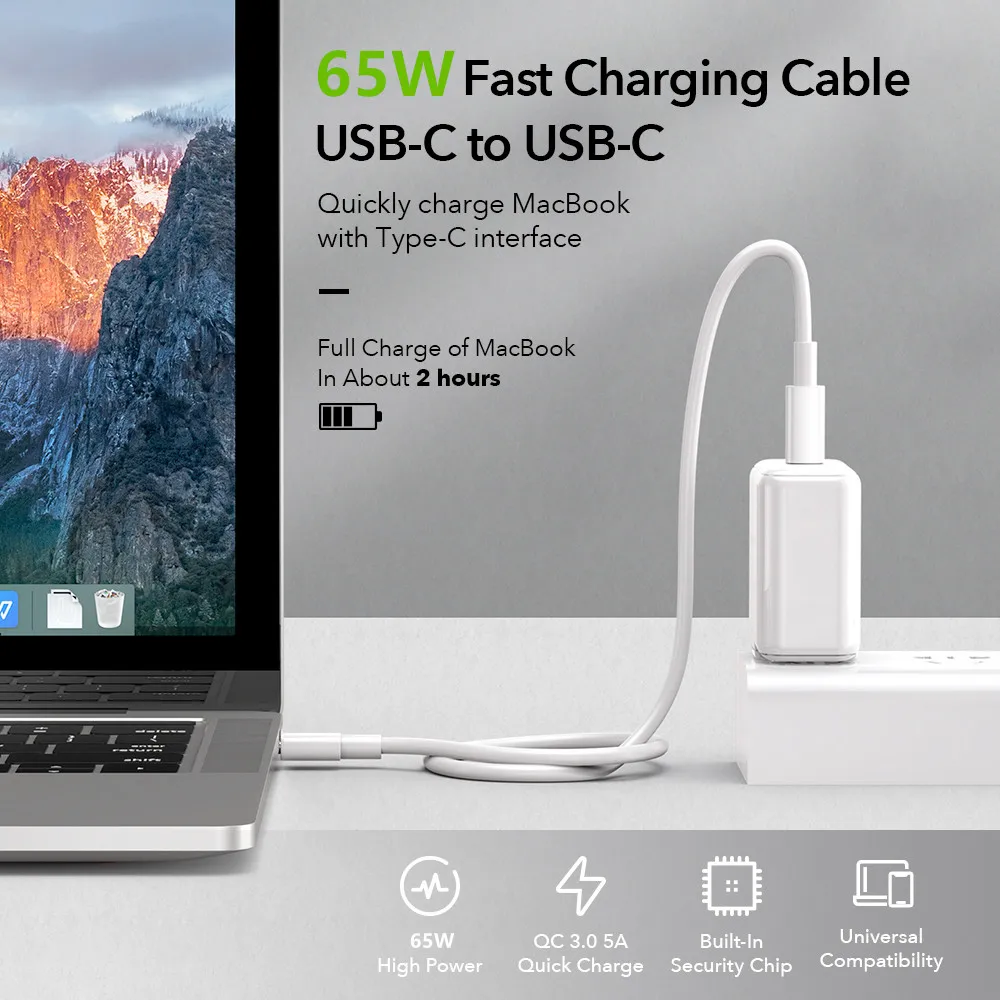 Maerknon 65W USB C To USB Type C Cable Mobile Phone 5A Fast Charging Cable Cord USBC TypeC Cable For Macbook Samsung Xiaomi POCO